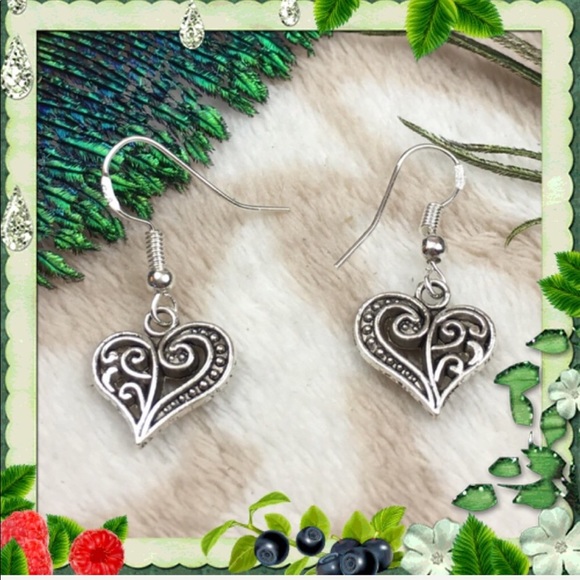 Sterling Silver Tibetan Heart Earrings - Picture 6 of 8
